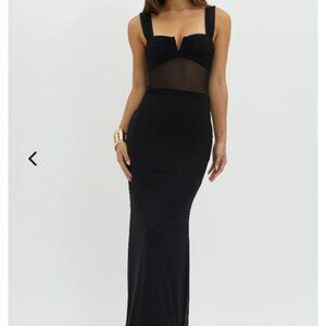 Nadia Sheer Waist Maxi Dress Black